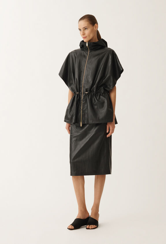Fabiana Filippi Pleated nappa leather cape, black BLACK PLD265F290L1790000