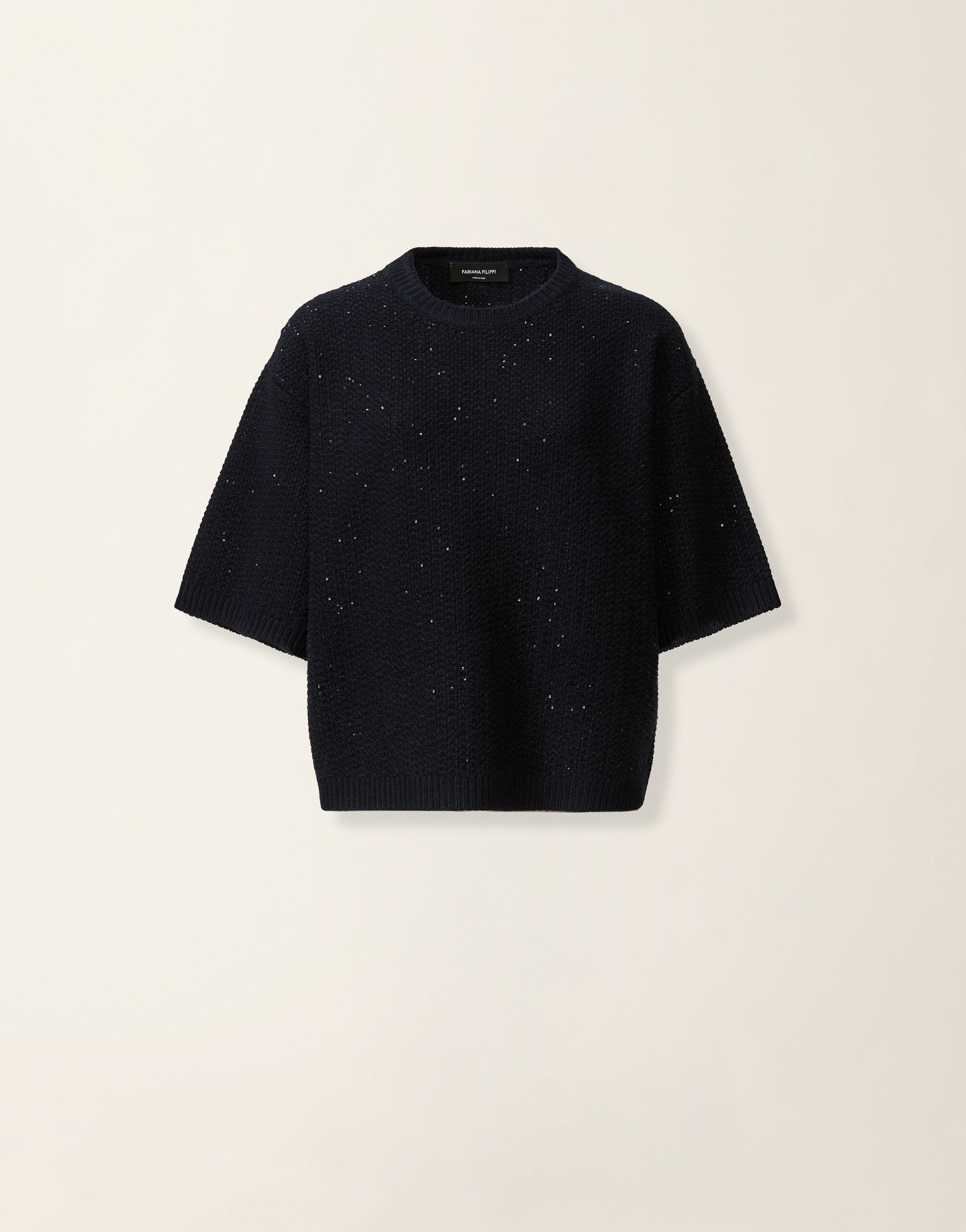 Pull en Platinum avec paillettes, bleu nuit Fabiana Filippi Pull en Platinum avec paillettes, bleu nuit Bleu nuit MAD216F388M3270000