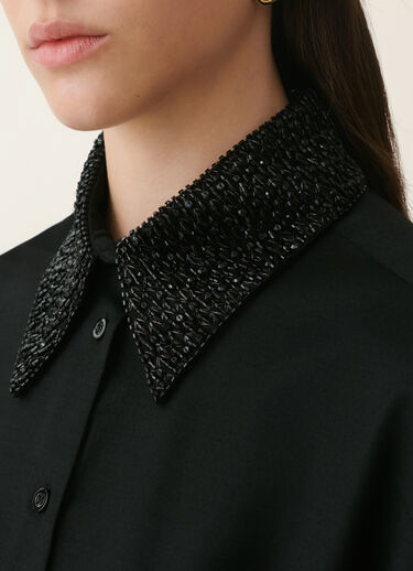 Cropped flannel shirt, black Fabiana Filippi Cropped flannel shirt, black Black CAD226F313M3940000