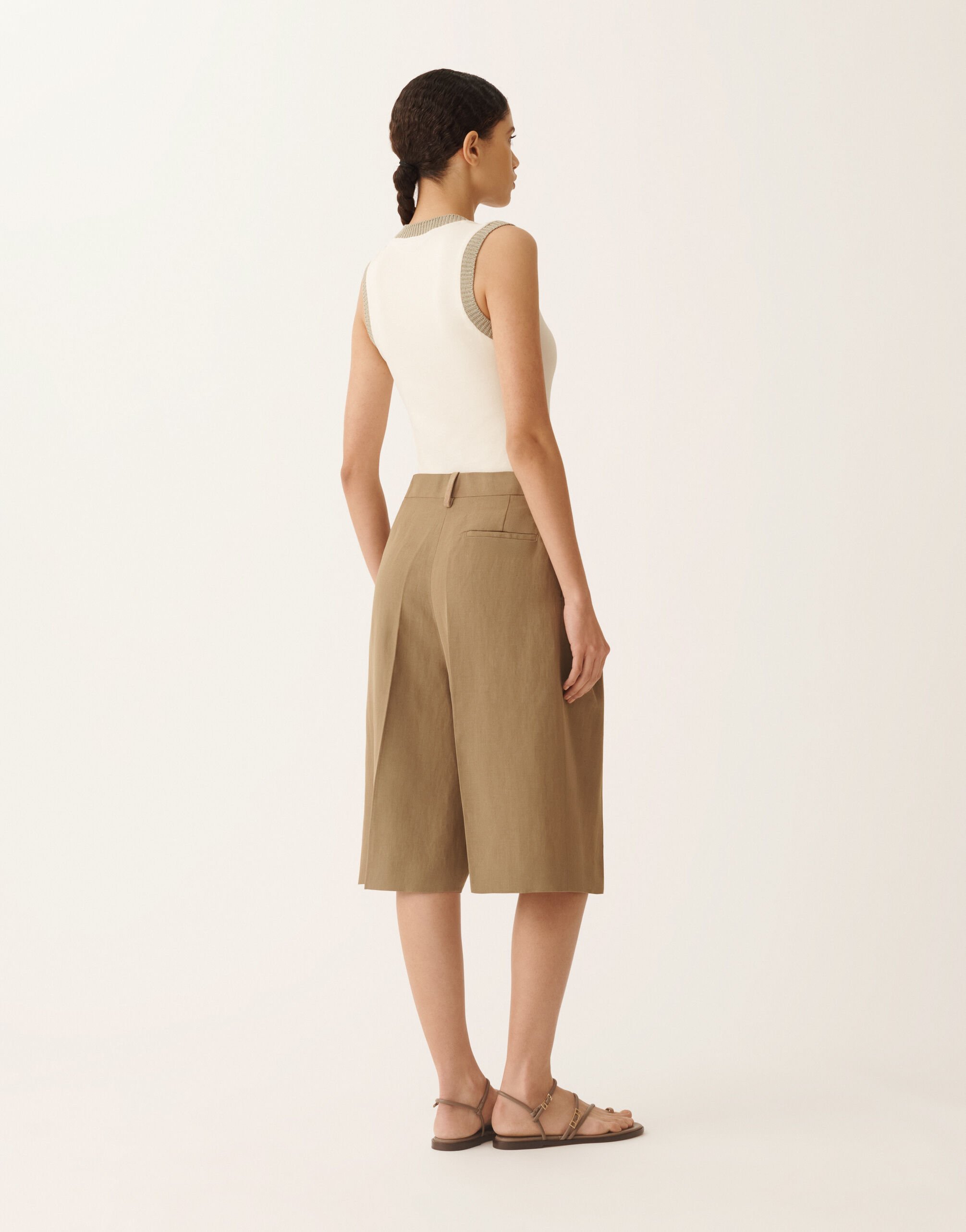 Fabiana Filippi Bermuda in fluido di lino e viscosa, fango FANGO PAD276F794M1500000