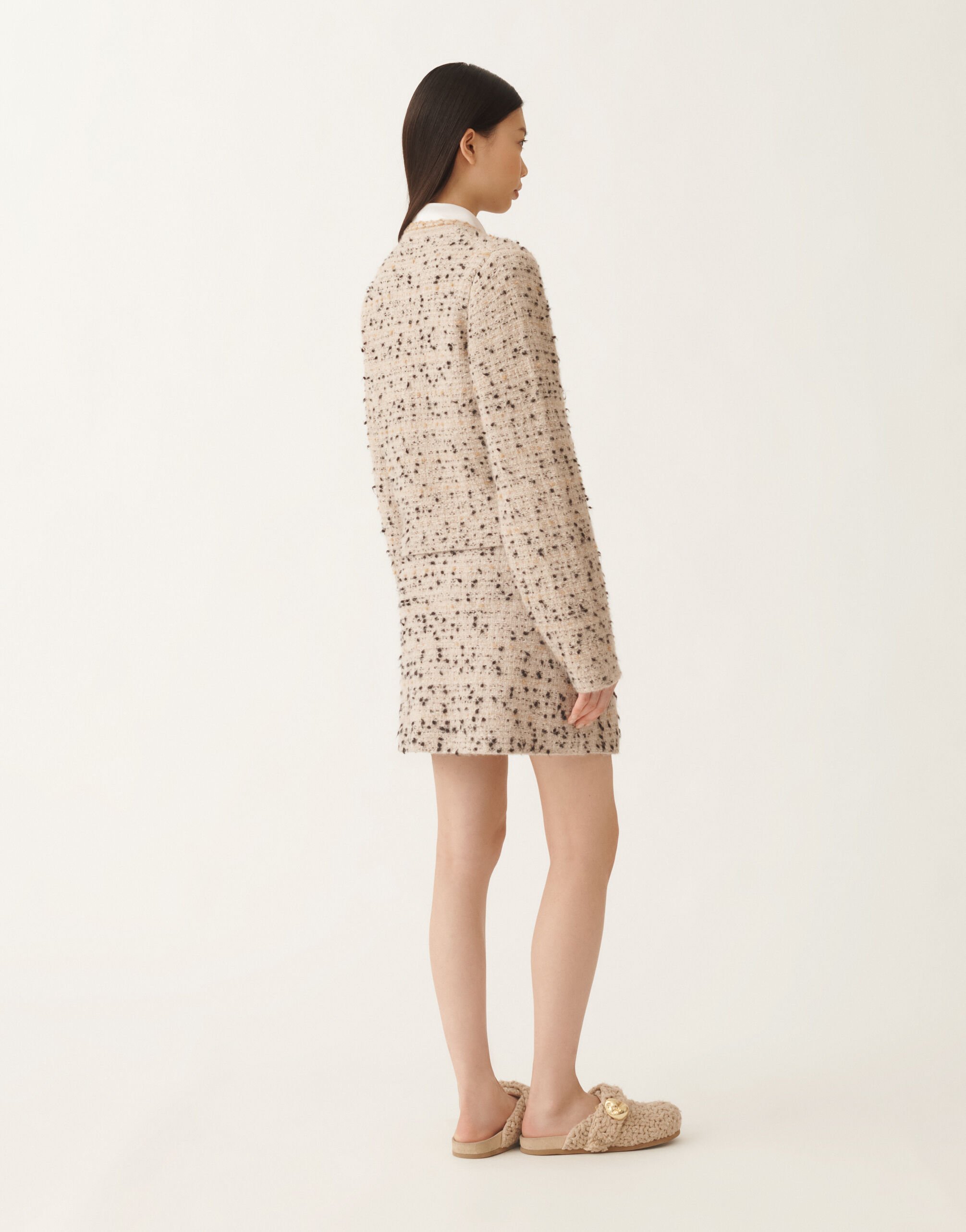 Fabiana Filippi Buttoned tweed jacket, maple and black BEIGE GCD215F122L5450000