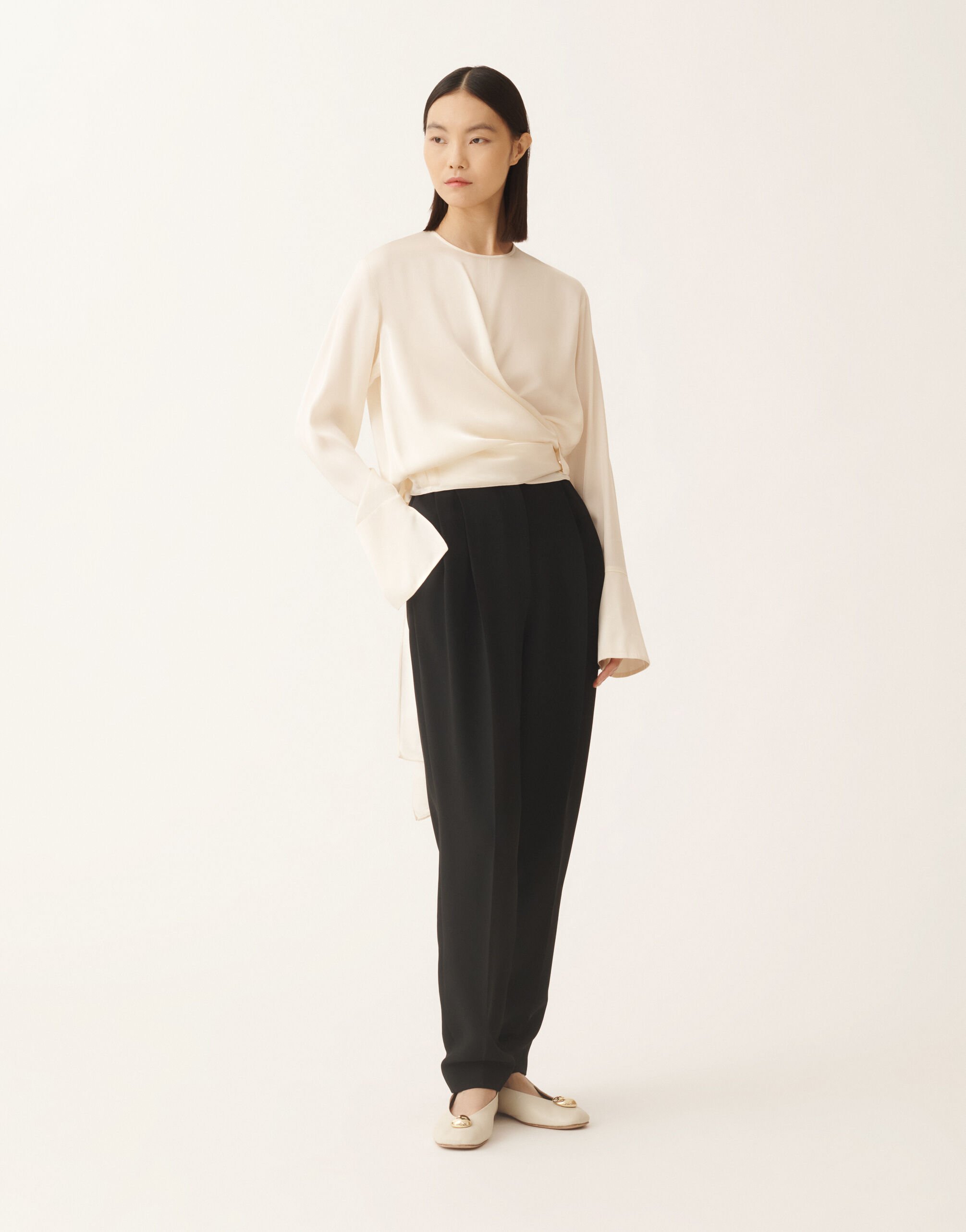 Fabiana Filippi Top in enver satin, butter White TPD225F299D9020000