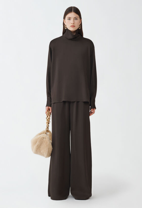 Fabiana Filippi Viscose satin shirt, brown BROWN CAD224F267D6230000