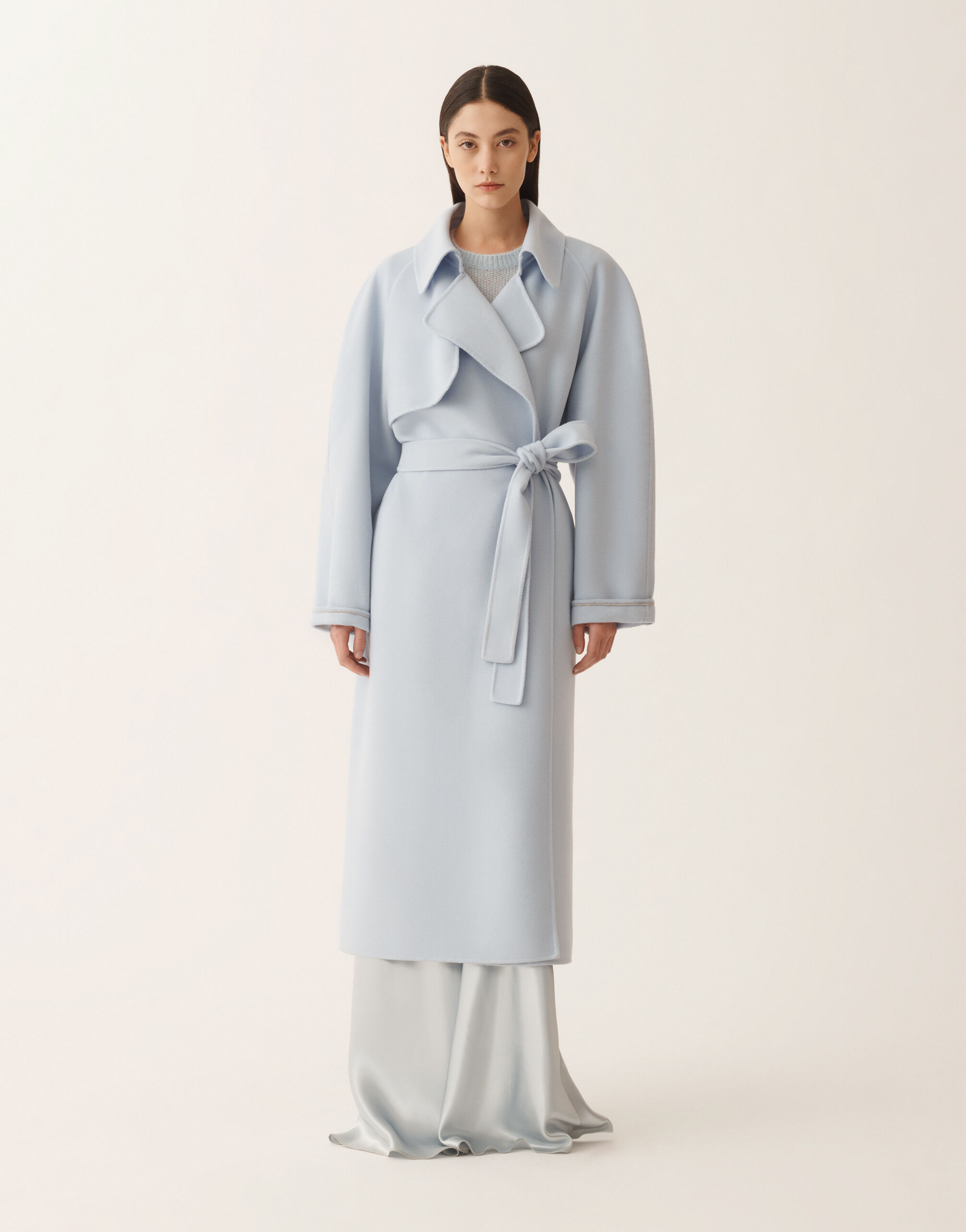レディースDouble wool trench coat, aqua コート | Fabiana Filippi