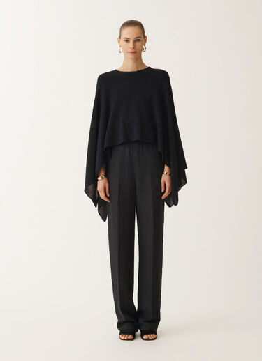 Fabiana Filippi Cotton and linen cape with sequins, midnight blue BLUE SAD275A010D2730000