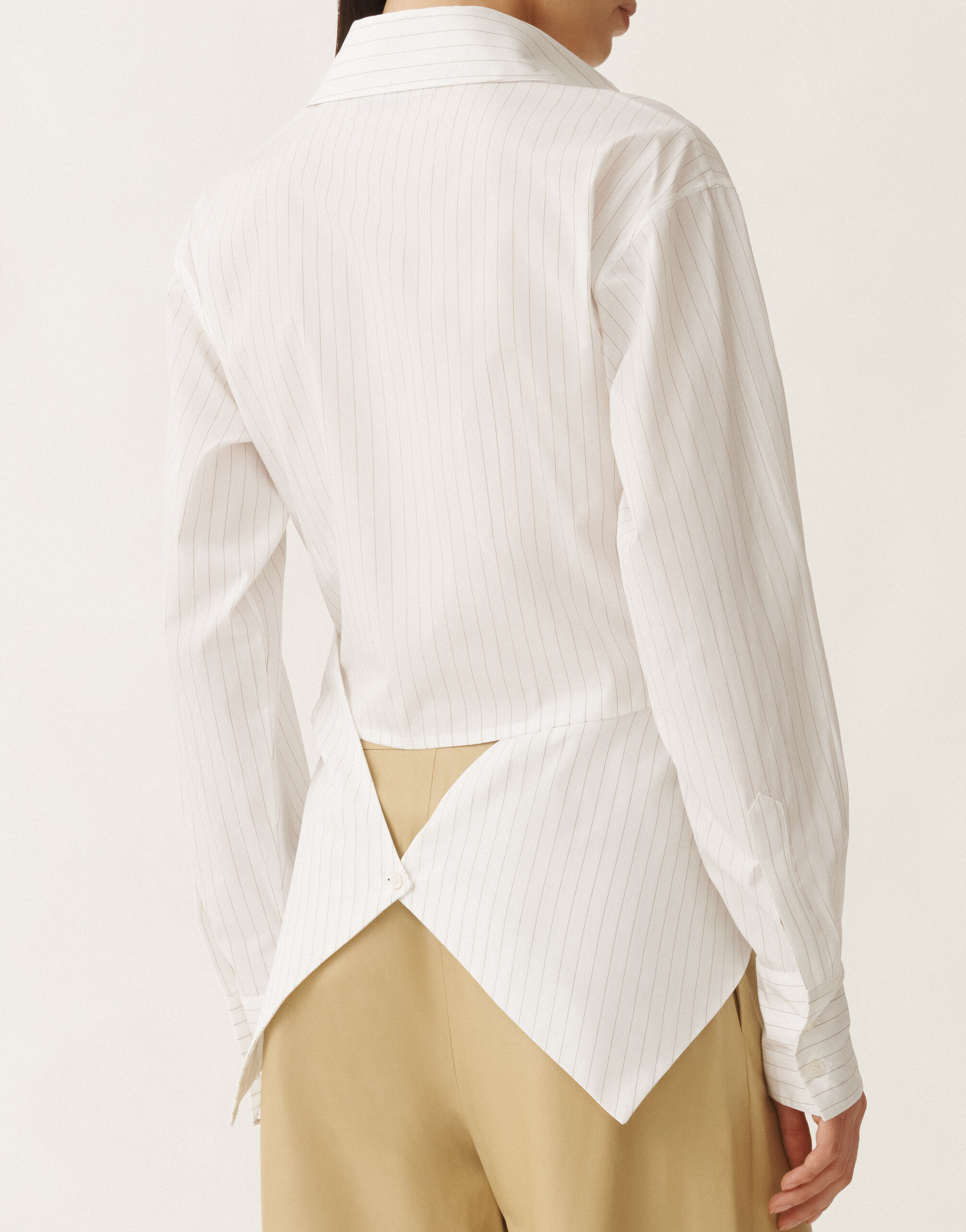 Fabiana Filippi Bluse aus gestreifter Popeline, optisches weiß und aloegrün WEISS CAD265F346D8250000