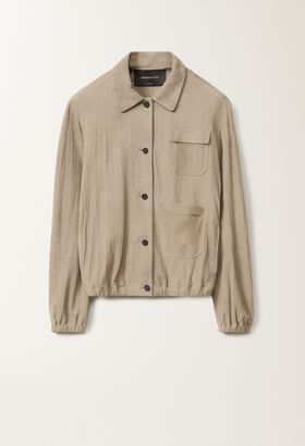 Fabiana Filippi Pleated suede bomber jacket, clay VANILLA GCD275F677D7870000
