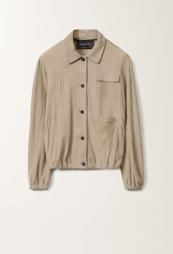 Fabiana Filippi Pleated suede bomber jacket, clay CLAY PLD275F708L4100000