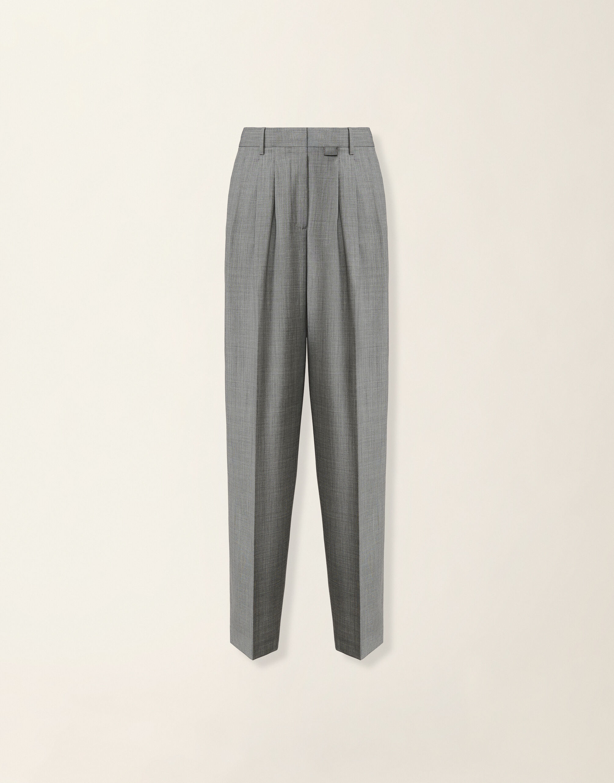 Cool wool trousers with triple pleats, melange stone Fabiana Filippi Cool wool trousers with triple pleats, melange stone Melange stone PAD226F718M3860000