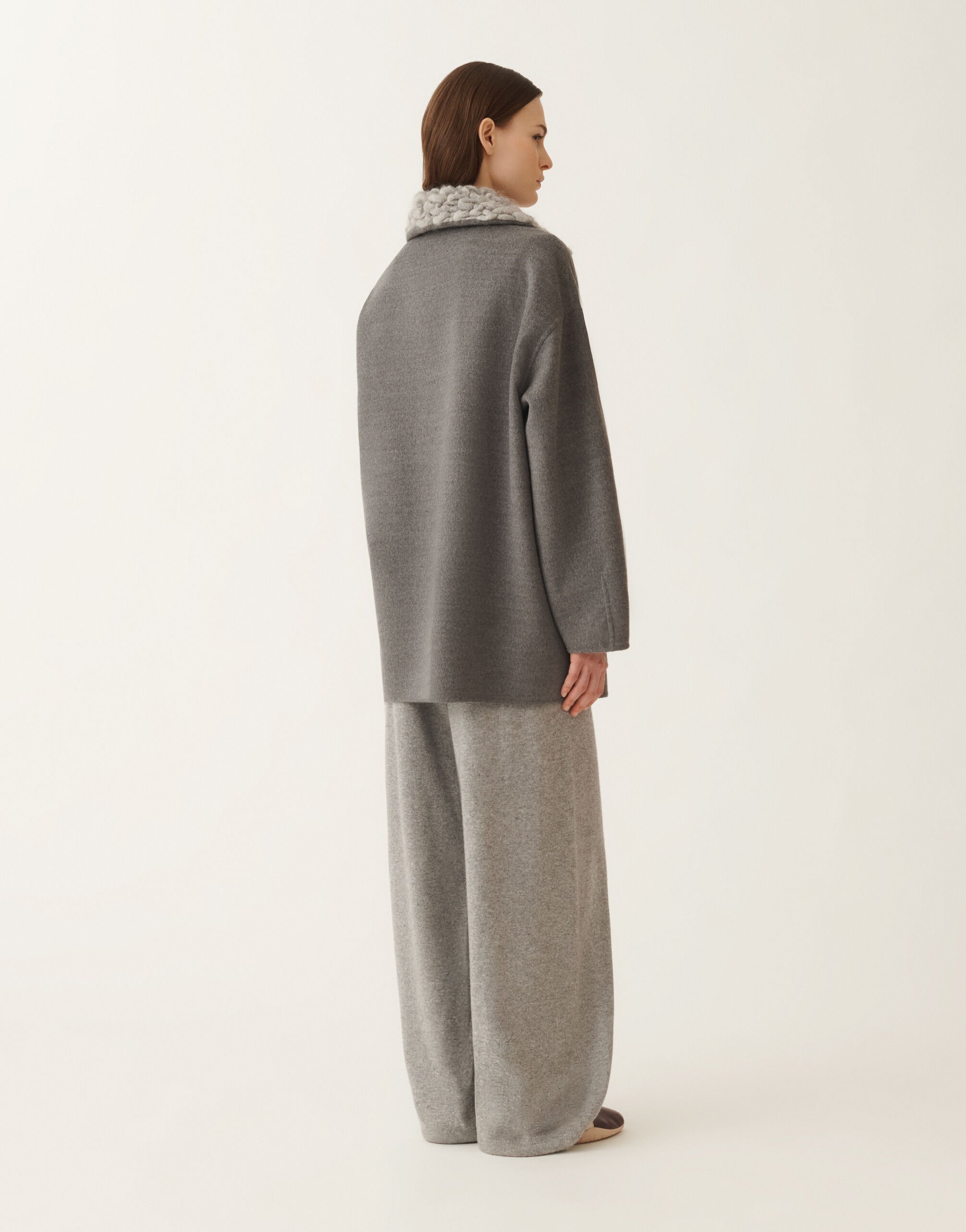 Fabiana Filippi Caban en double laine, roche et anthracite GRIS CTD215F260L6040000