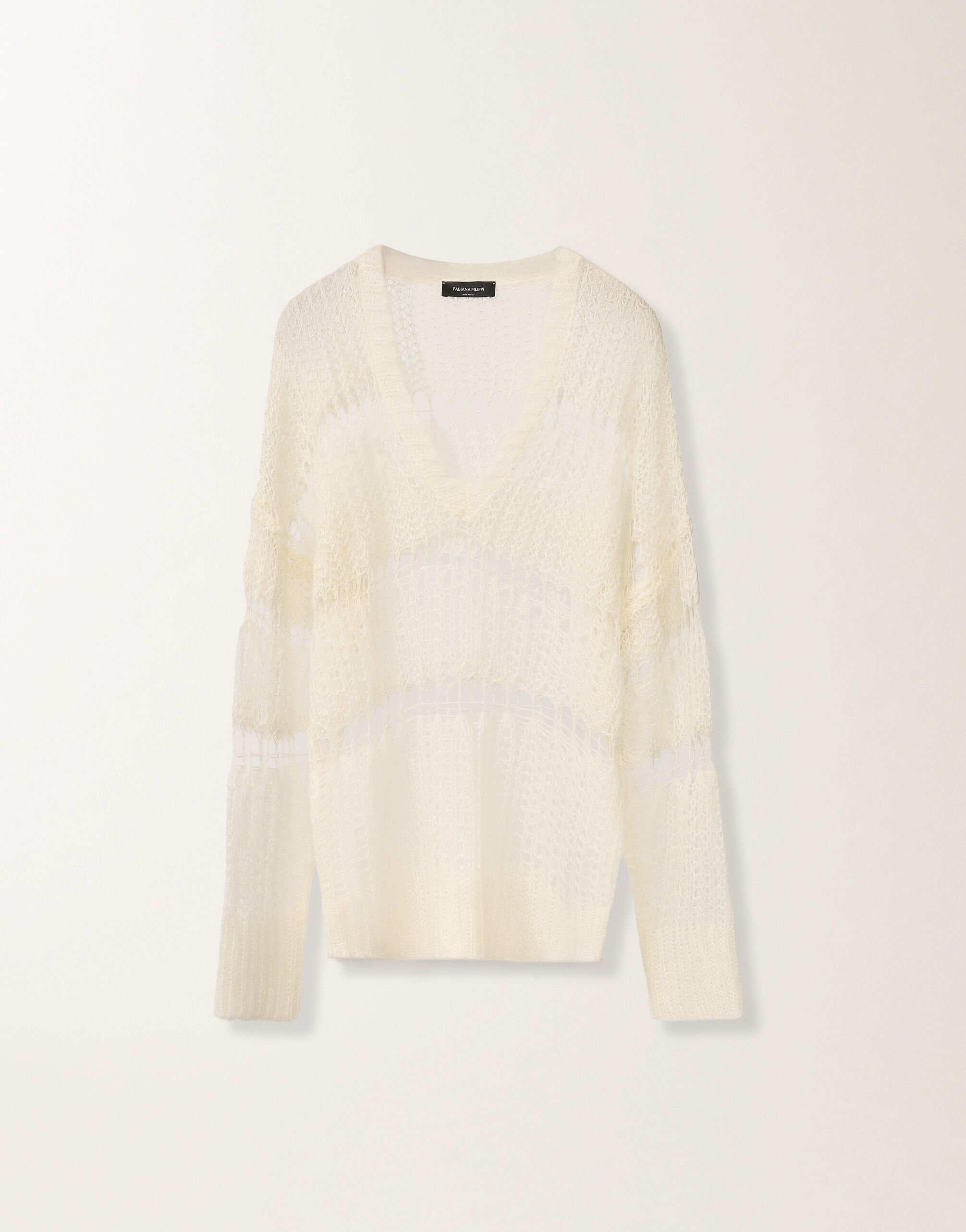 Fabiana Filippi Mohair and organic cotton sweater, raffia White MAD266F059L7370000