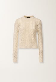 Fabiana Filippi Cotton ribbon sweater with sequins, cream BUTTER MAD276F101M1020000