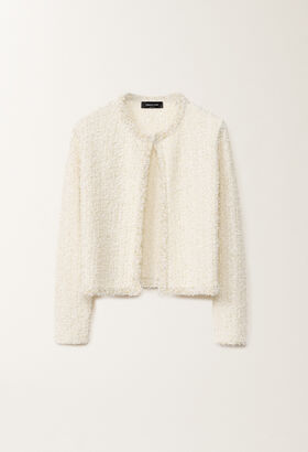 Fabiana Filippi Jacke mit Tweed-Effekt, weiß und zitronengelb WEISS MAD265F139L1670000