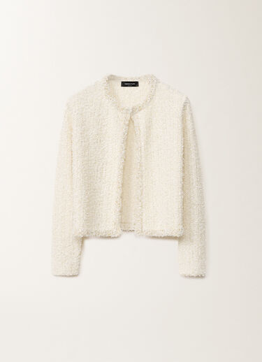 Fabiana Filippi Jacke mit Tweed-Effekt, weiß und zitronengelb WEISS MAD265F139L1670000