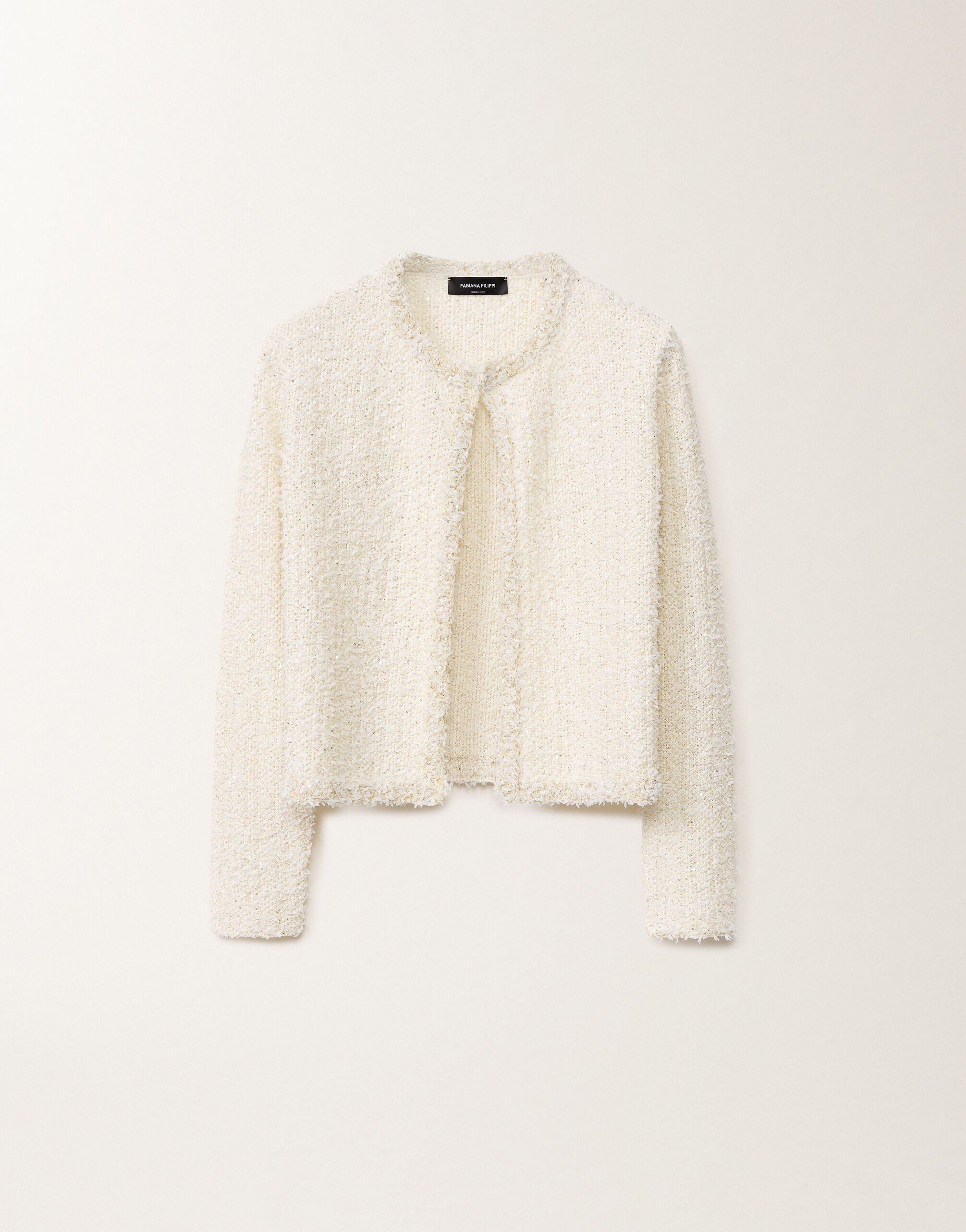 Fabiana Filippi Jacke mit Tweed-Effekt, weiß und zitronengelb WEISS MAD265F139L1670000
