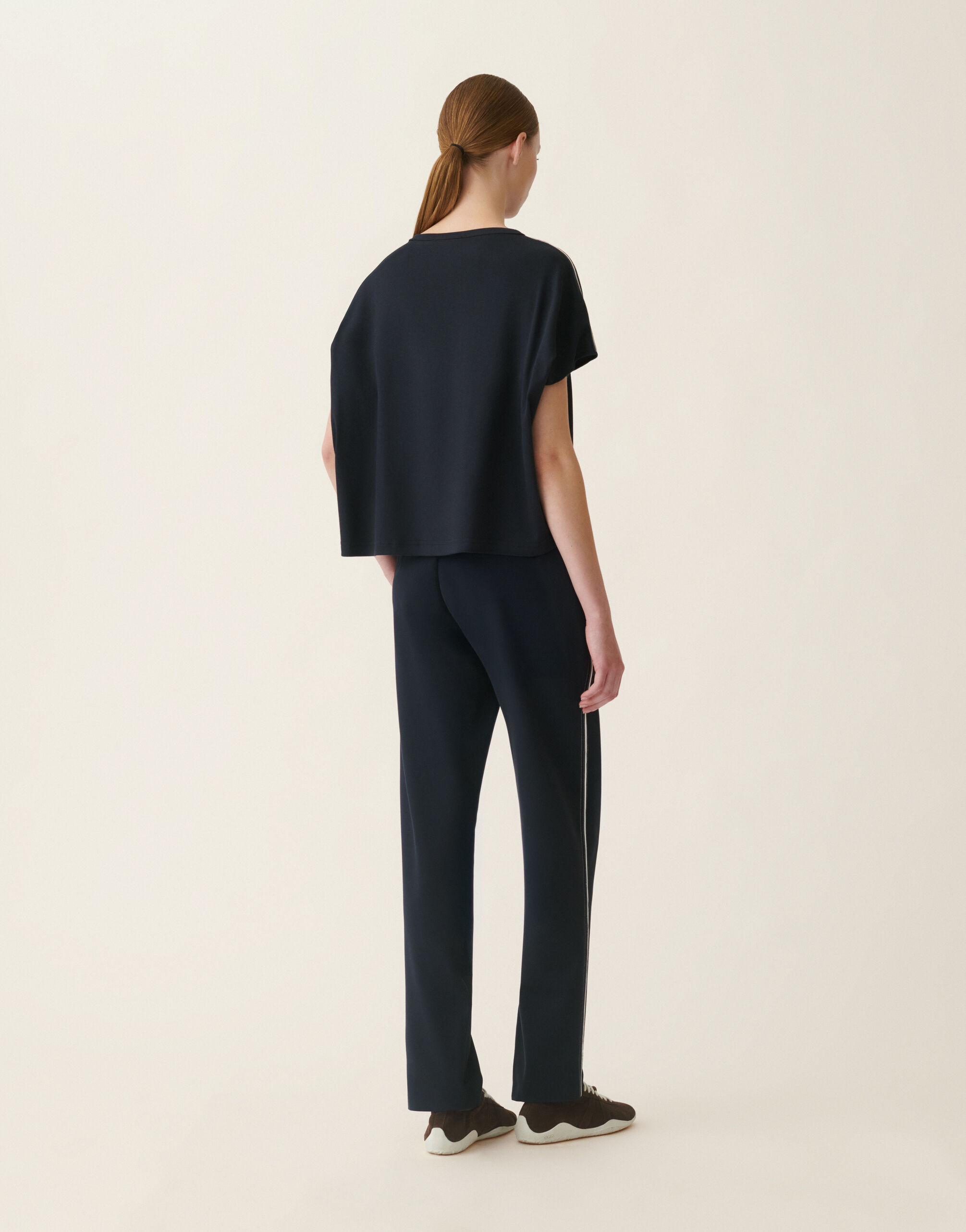 Fabiana Filippi T-shirt en jersey de coton côtelé, bleu nuit Bleu nuit JED216F119M3280000