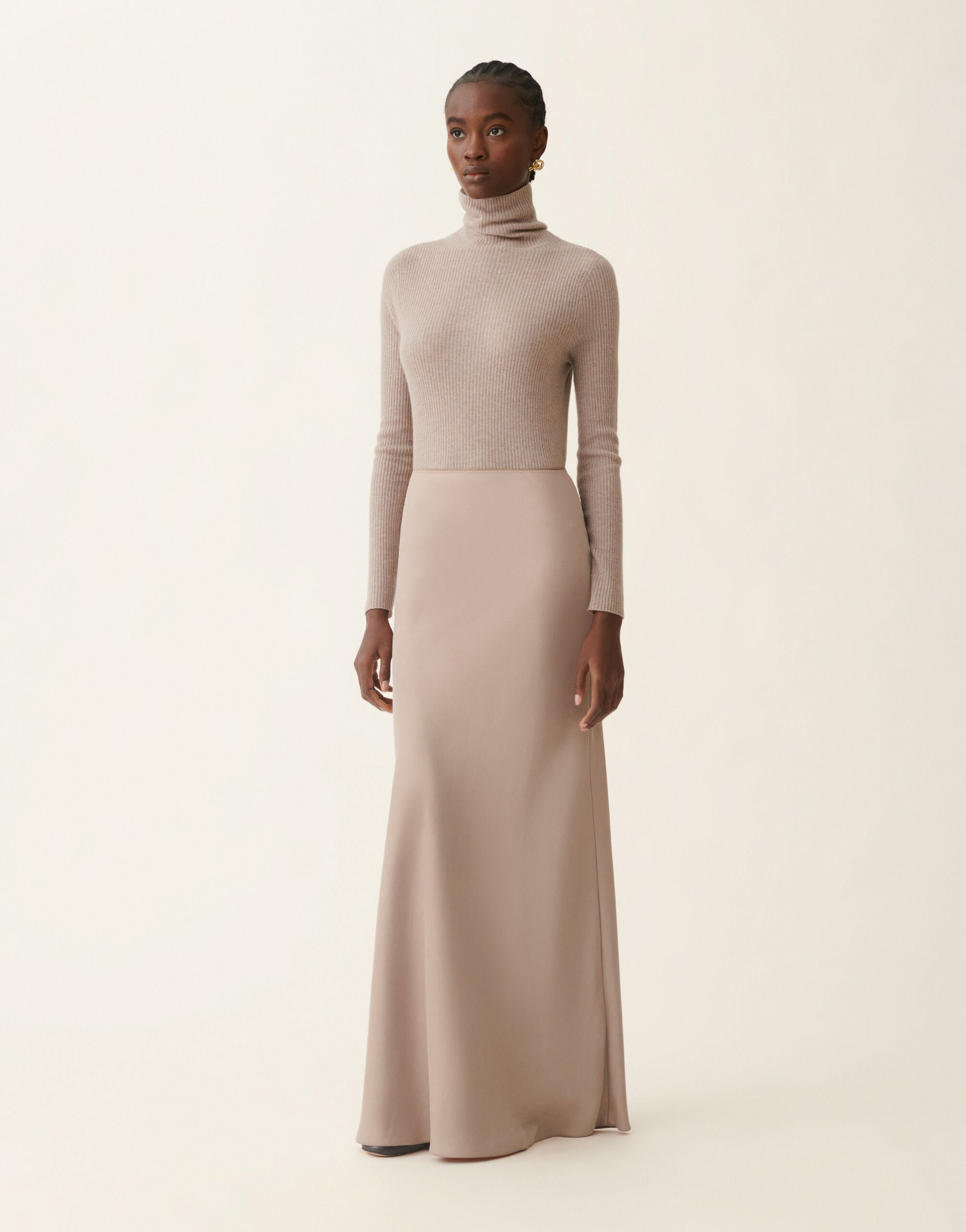 レディースLong fluid skirt, mocha コーディネートセット | Fabiana