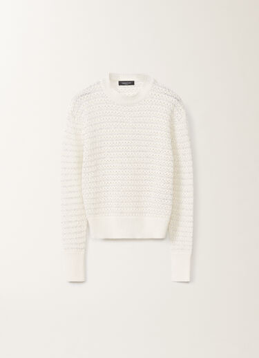 Fabiana Filippi Cotton sweater with sequins, white WHITE MAD275F570L3530000