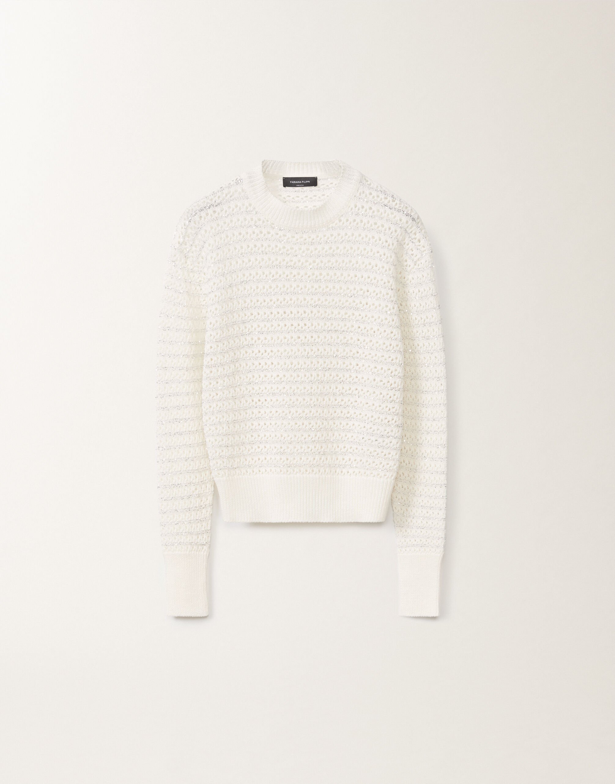 Fabiana Filippi Cotton sweater with sequins, white WHITE MAD275F570L3530000