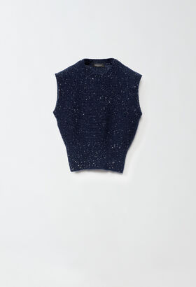 Fabiana Filippi Mohair gilet, midnight blue BLUE MAD214F096D7230000