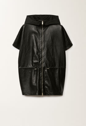Fabiana Filippi Pleated nappa leather cape, black YELLOW PLD265F280D7510000