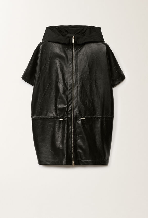 Fabiana Filippi Pleated nappa leather cape, black BLACK PLD265F290L1790000