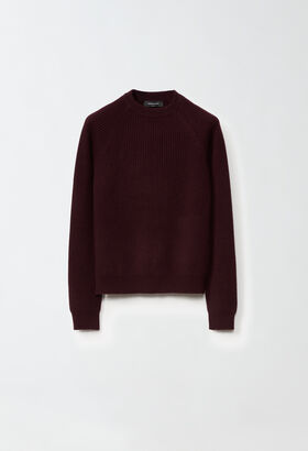 Fabiana Filippi RIBBED CREW NECK SWEATER RED ABD214F139I9290000
