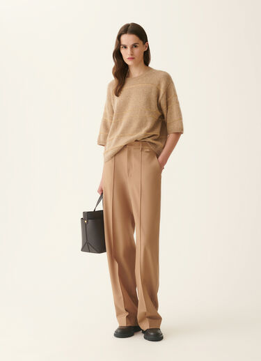 Striped Platinum and mohair sweater, beech Fabiana Filippi Striped Platinum and mohair sweater, beech Beech MAD226F388M4770000