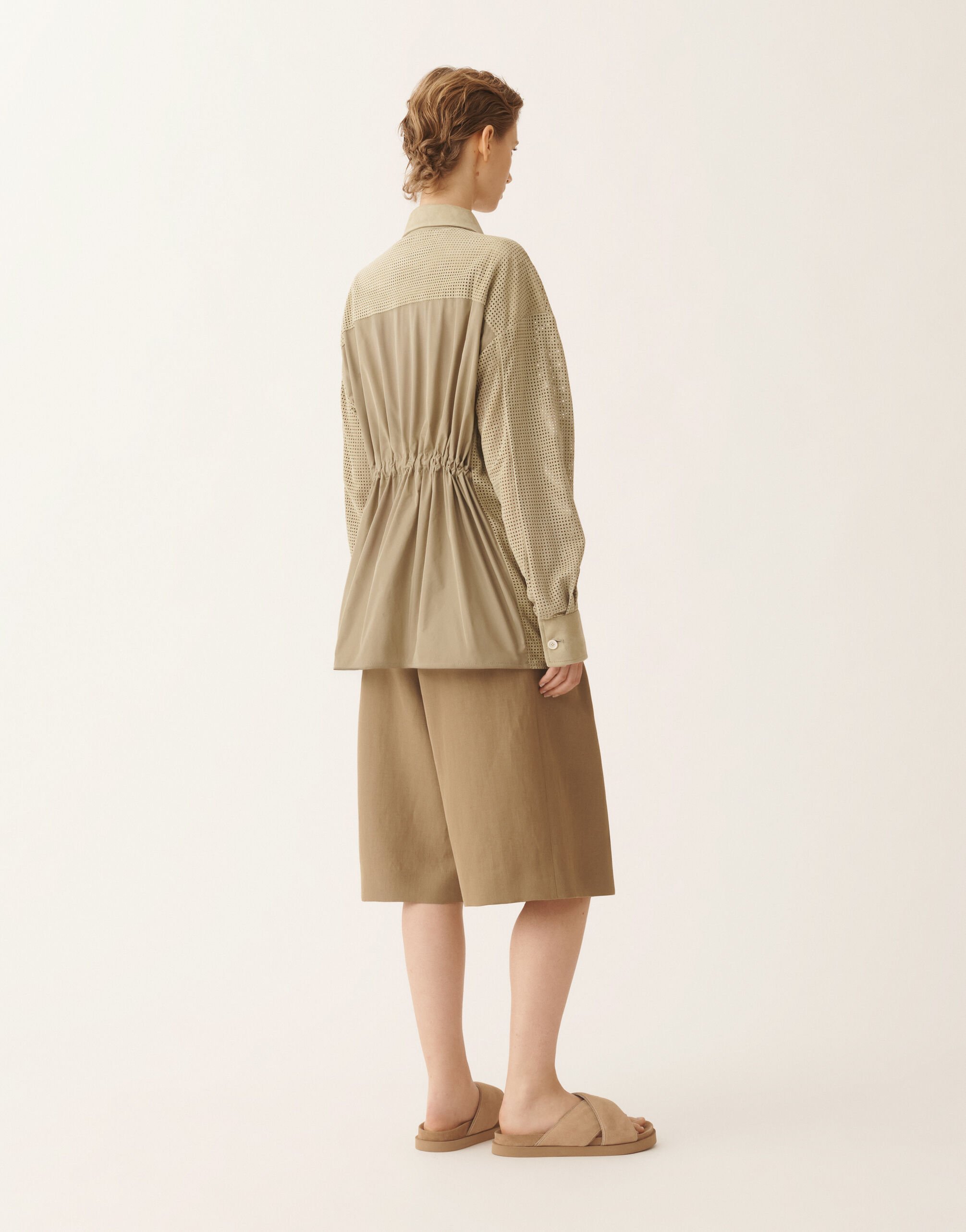 Shirt in perforated suede, khaki Fabiana Filippi Shirt in perforated suede, khaki KHAKI PLD276F720M1360000