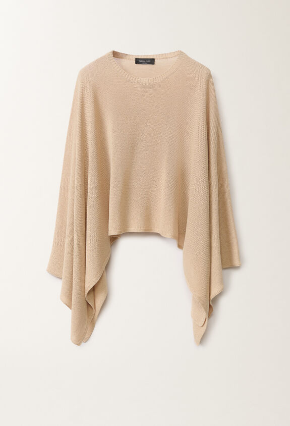 Fabiana Filippi Cotton and linen cape with sequins, sand SAND SAD275A010D2730000