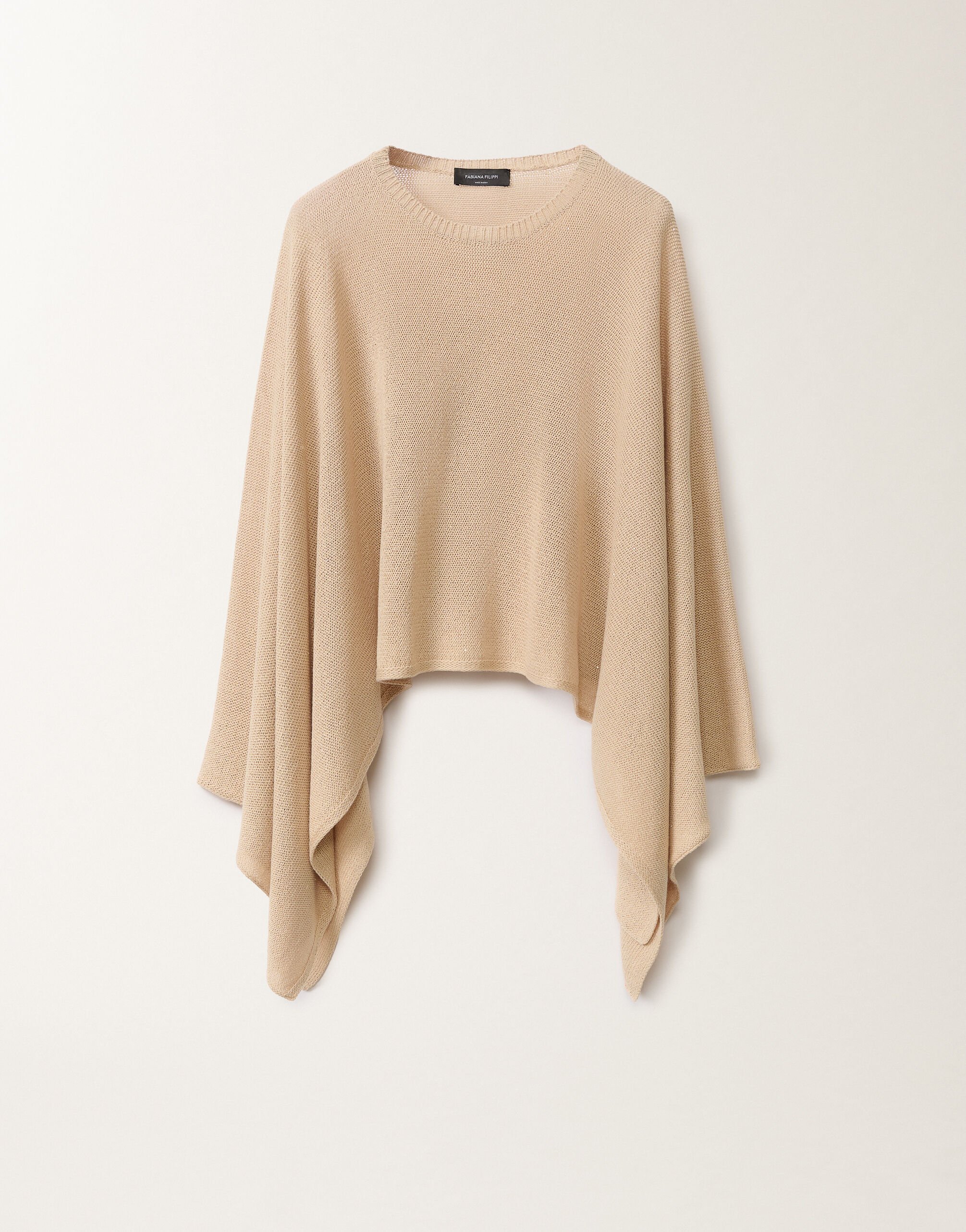 Fabiana Filippi Cotton and linen cape with sequins, sand SAND SAD275A010D2730000