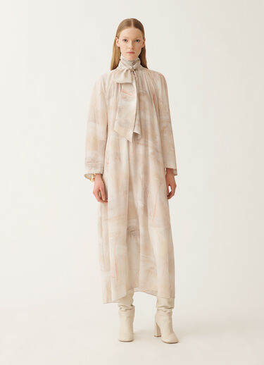 Fabiana Filippi Printed crepe de chine dress, butter, maple and peony BEIGE ABD215F190D8860000