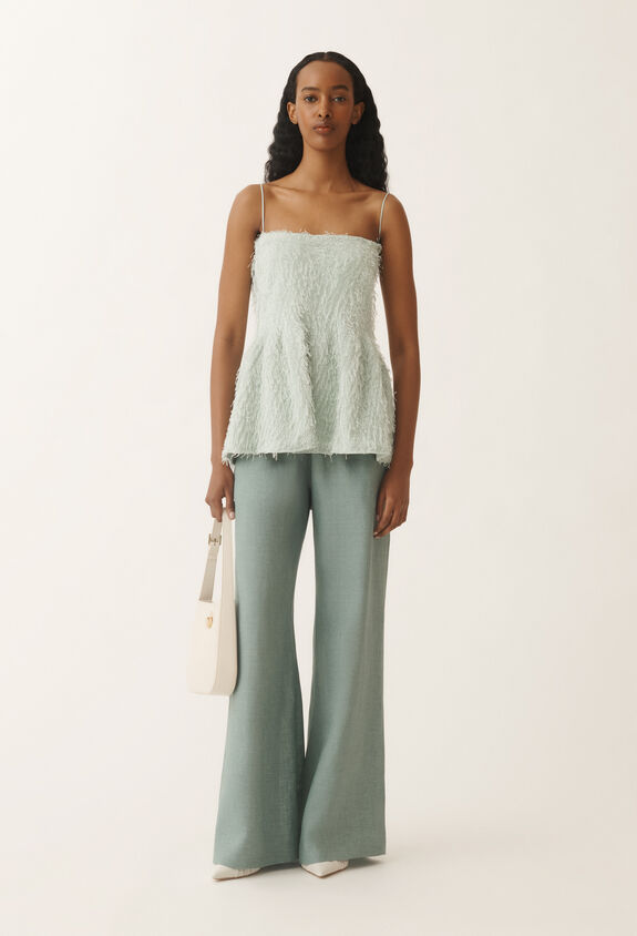 Fabiana Filippi Pantalon Amelia en toile de lin, bleu pétrole TURQUOISE PAD275F291D8350000