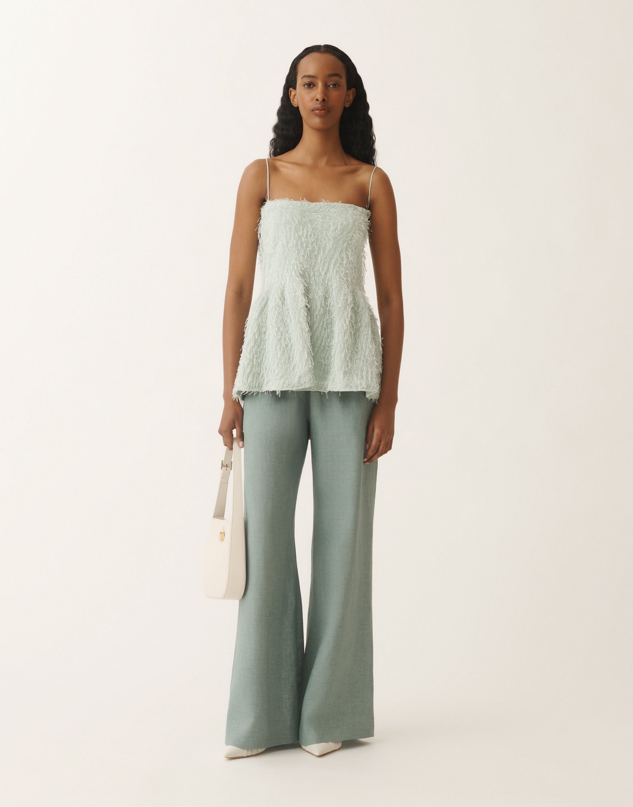 Fabiana Filippi Pantalon Amelia en toile de lin, bleu pétrole TURQUOISE PAD275F291D8350000
