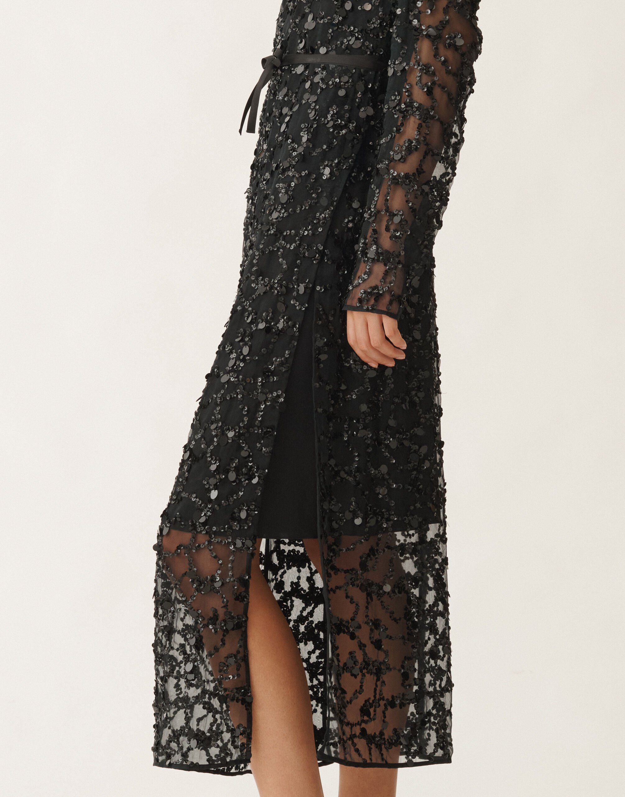 Fabiana Filippi Kleid aus Organza mit Paillettenstickerei, schwarz SCHWARZ ABD265F218L1840000