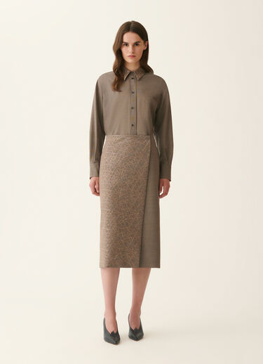 Fabiana Filippi Wrap pencil skirt in bi-stretch fresco wool, falcon Falcon GND226F335M4840000