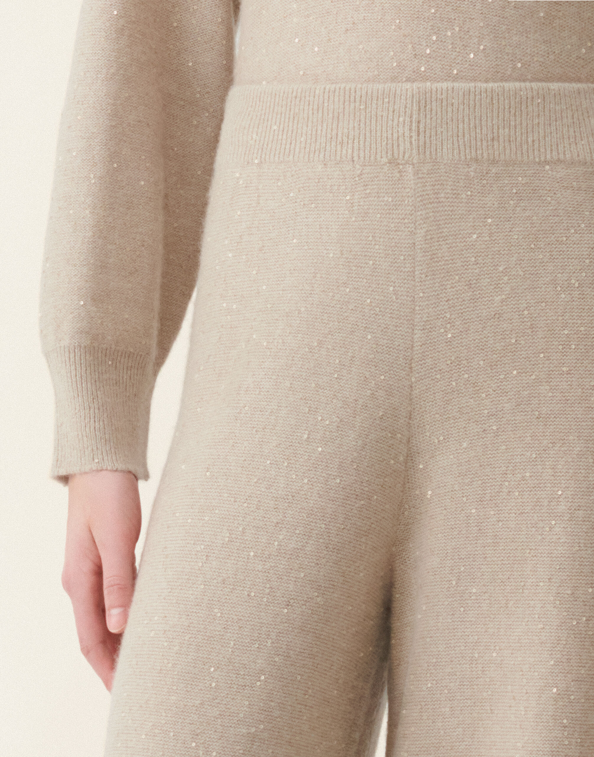 Pantalon en laine et soie avec paillettes, cachà Fabiana Filippi Pantalon en laine et soie avec paillettes, cachà Cachà PAD216F391D2960000
