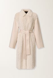 Fabiana Filippi Mink chevron coat, pearl and greige White PLD225F720L6130000