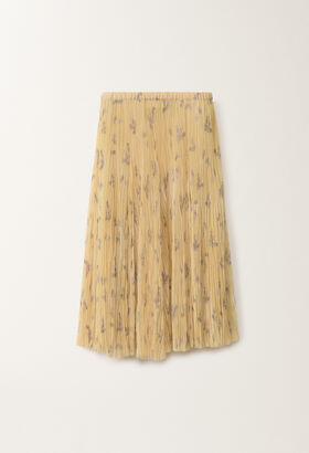 Fabiana Filippi Pleated tulle skirt with painted botanical print, canary LAVENDER CAD275F233L3630000