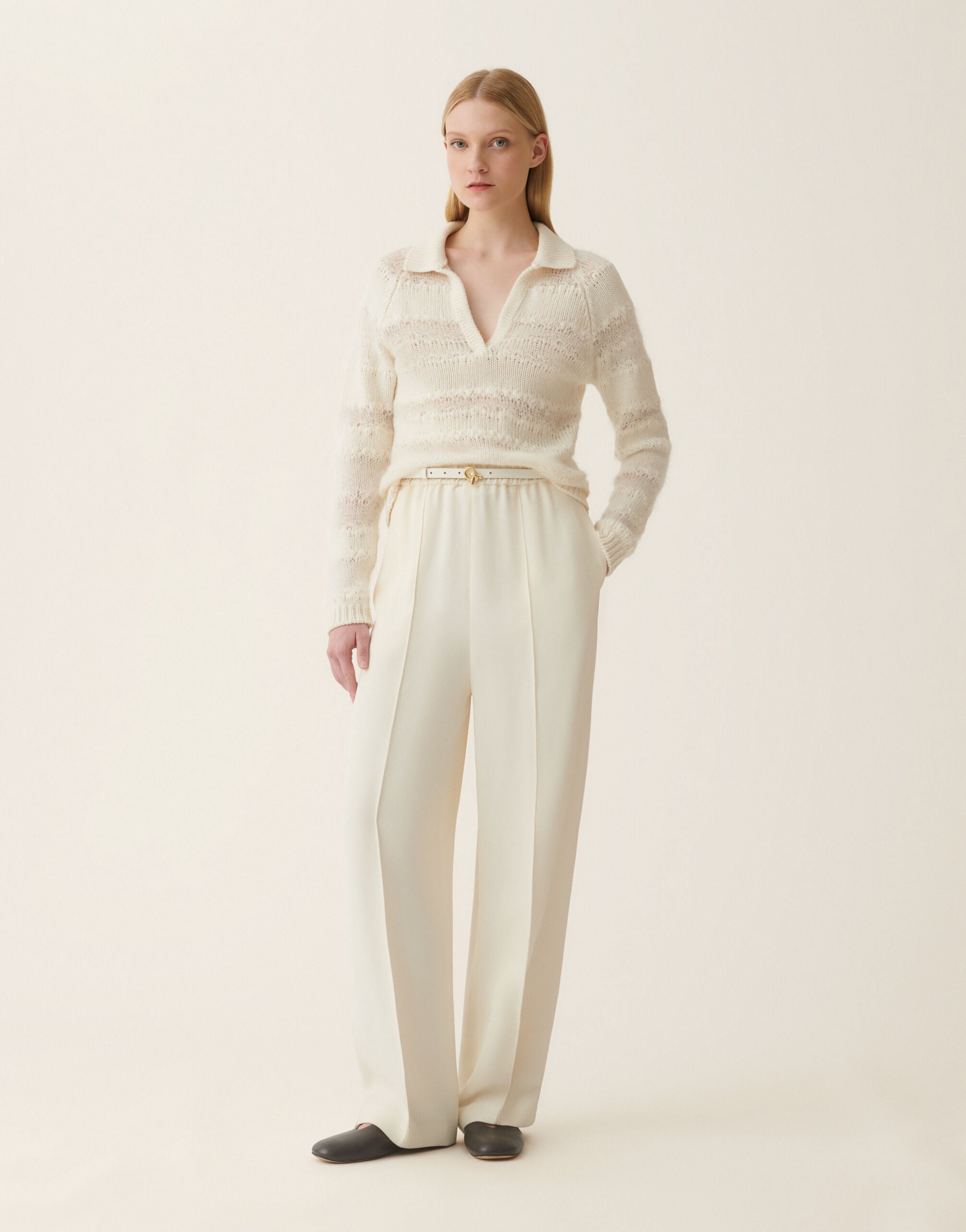 Platinum mohair and micro-sequin striped sweater, raffia Fabiana Filippi Platinum mohair and micro-sequin striped sweater, raffia Raffia MAD226F459M4510000
