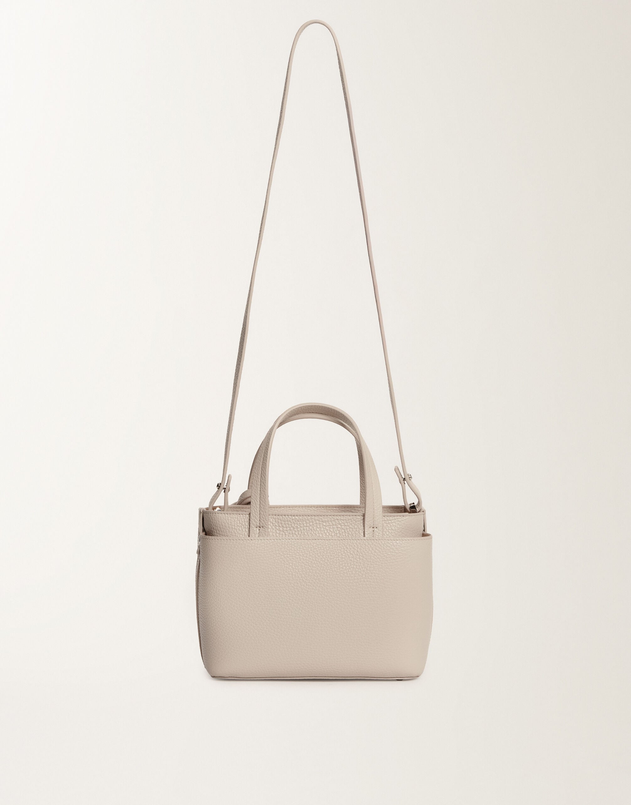 レディースMedium grained leather handbag, marble ハンドバッグ