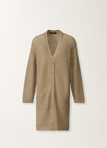 Cotton ribbon cardigan with sequins, khaki Fabiana Filippi Cotton ribbon cardigan with sequins, khaki KHAKI MAD276F532M1200000