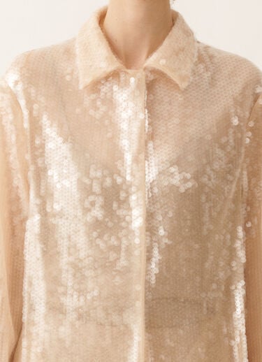 Fabiana Filippi Water-effect sequin coat, nude Beige CTD266F255L7930000