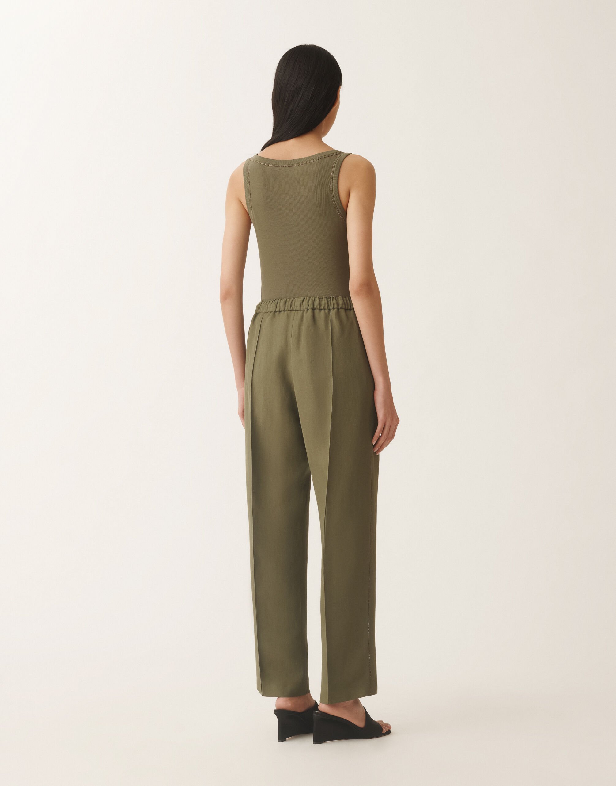 Fabiana Filippi Gubbio linen and viscose trousers, grass GRASS PAD275F322L3100000