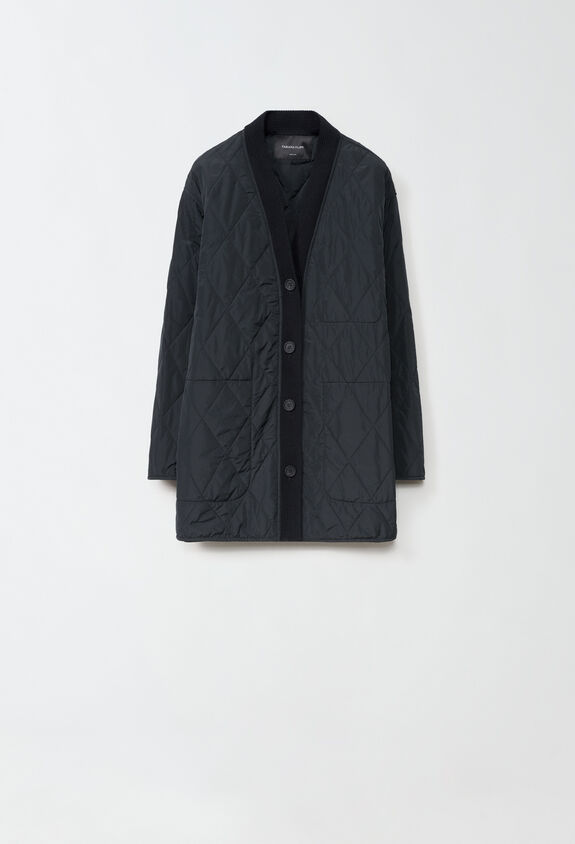 Fabiana Filippi TECH TAFFETA QUILTED JACKET WITH KNIT FINISHING BLACK CTD214F205I9210000