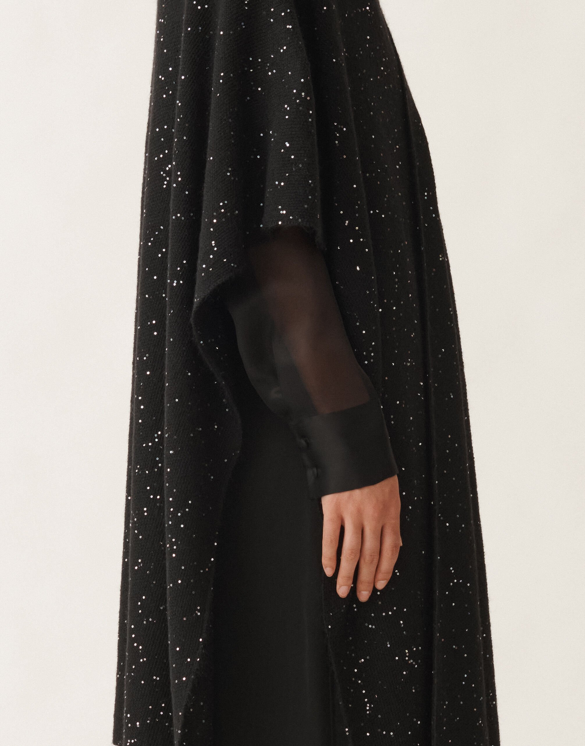Fabiana Filippi Offenes Cape aus Mohair, schwarz SCHWARZ SAD265A811D8170000