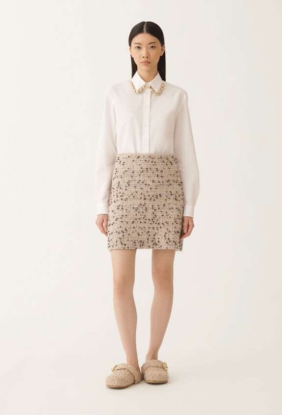 Fabiana Filippi Buttoned tweed mini skirt, maple and black BEIGE GND215F404L5450000