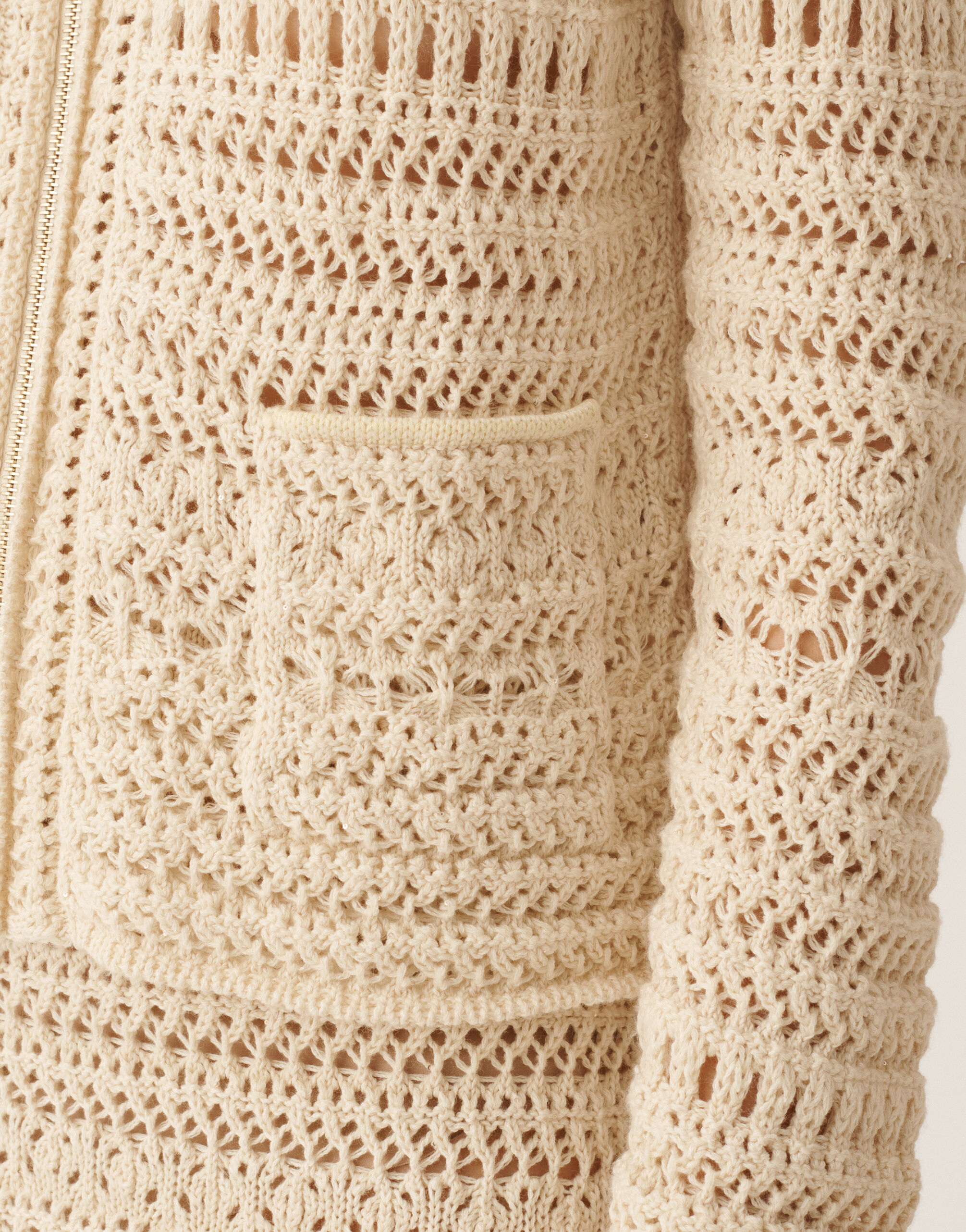 Wool and cotton jacket with sequins, vanilla for Women | Fabiana