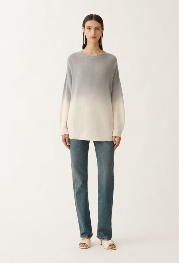 Fabiana Filippi FADED PLATINUM OVERSIZED CREW NECK SWEATER GREY MAD265F104L1600000