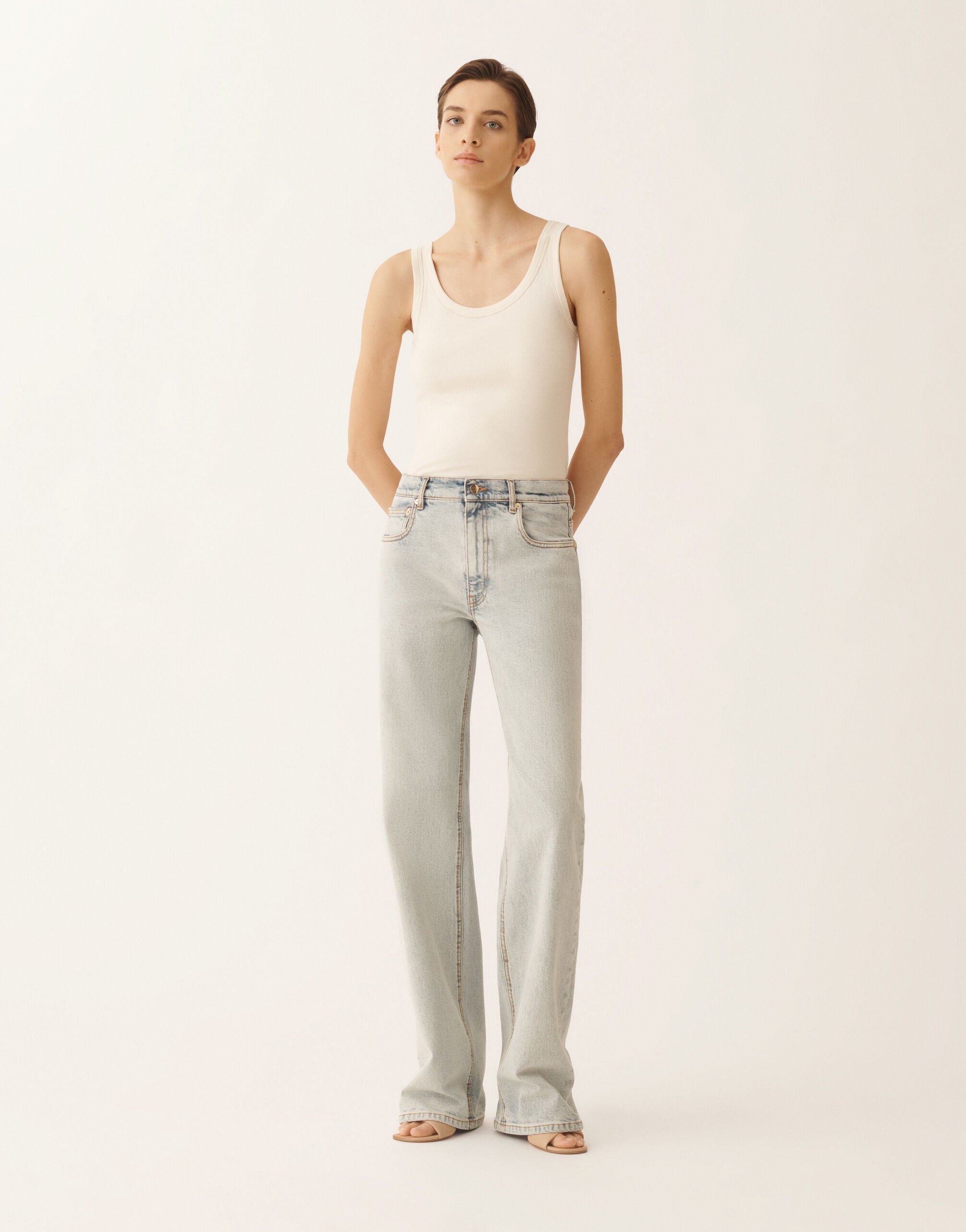 Fabiana Filippi Water-marbled denim pants Blue PAD266F347L7310000